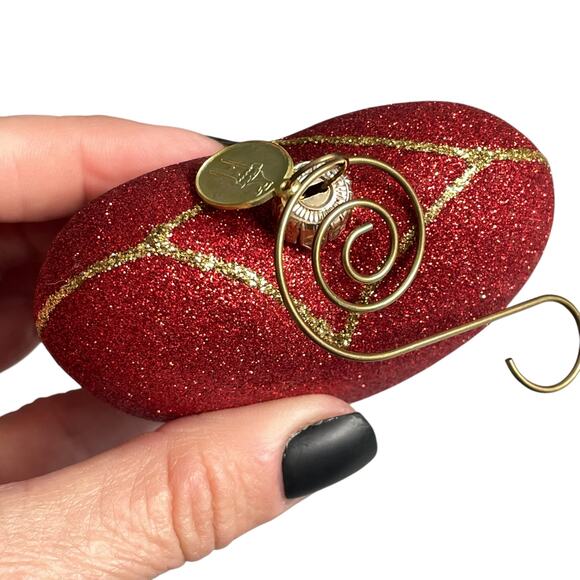 Landmark Creations Red Heart Ornament Handblown Glass Glitter Gold Love FLAWED - Picture 4 of 16